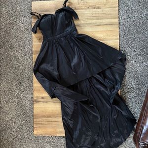 Black formal hi-low, cold shoulder dress